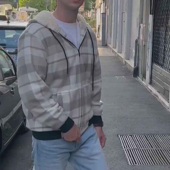 Men's Heavy Sherpa-Lined Hooded Flannel Jacket