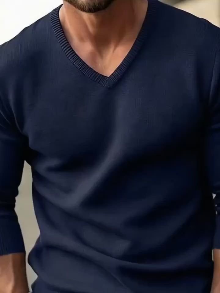 Men's Premium V-Neck Knit Sweater - Ultimate Comfort & Style