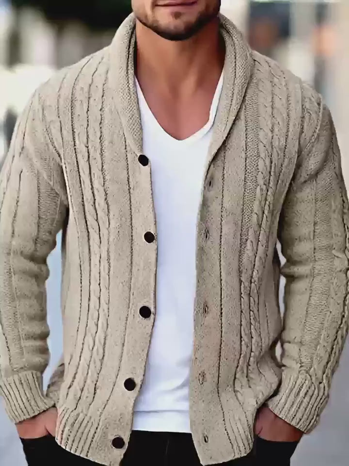 Men's Minimalist Knit Cardigan - Cozy Winter Essential