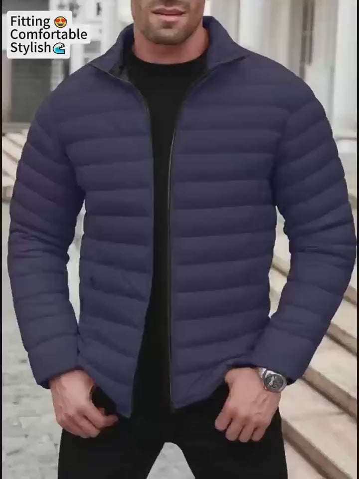 Men's Minimalist Winter Puffer Jacket - Waterproof & Warm