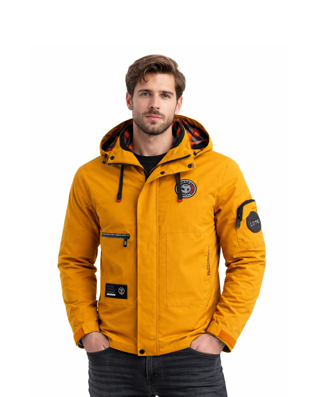 Men's Minimalist Winter Jacket with Hood and Full Zip