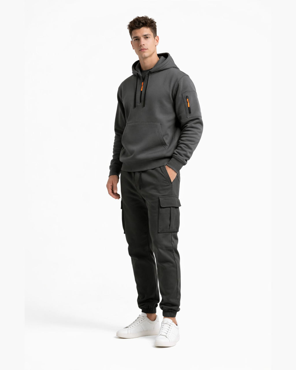 Men's Winter Minimalist Cargo Set with Hoodie